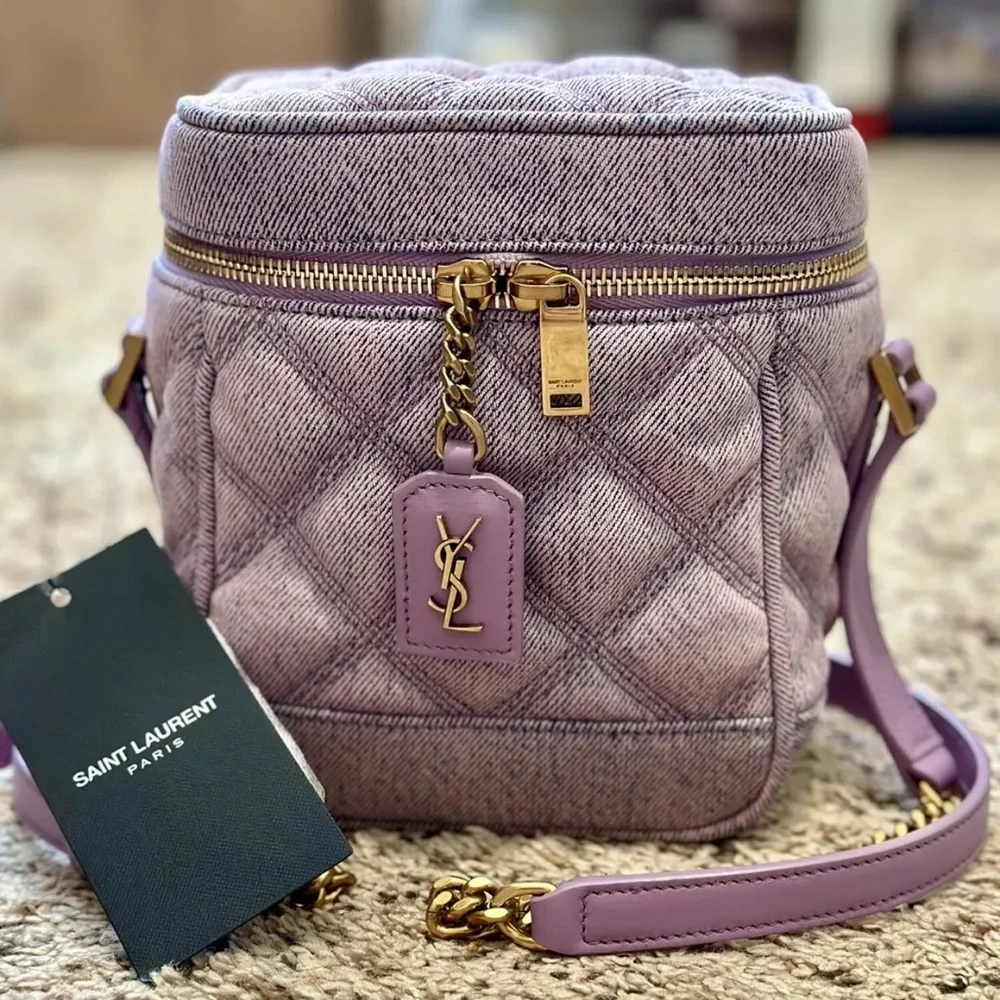 ❤️❤️SOLD❤️❤️YSL 80S Lilac Denim Vanity Crossbody - Picture 5 of 6